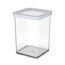 Rotho Loft quadratische Vorratsdose 1l mit Deckel und Dichtung, Kunststoff (SAN) BPA-frei, transparent/weiss, 1l (10.0 x 10.0 x 14.2 cm)