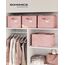 SONGMICS Aufbewahrungsbox 3er Set, zusammenklappbar, Stoffboxen aufbewahren, 40 x 30 x 24 cm, für Kleiderschrank, 2 Griffe, Etikette, für Schlafzimmer Wohnzimmer, pastellrosa ROB440R01