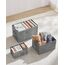 SONGMICS Aufbewahrungsbox 3er Set, zusammenklappbar, Stoffboxen aufbewahren, 40 x 30 x 24 cm, für Kleiderschrank, 2 Griffe, Etikette, für Schlafzimmer Wohnzimmer, schilfgrau ROB440G01