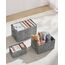SONGMICS Aufbewahrungsbox 3er Set, zusammenklappbar, Stoffboxen aufbewahren, 30 x 20 x 15 cm, für Kleiderschrank, 2 Griffe, Etikette, für Schlafzimmer Wohnzimmer, schilfgrau ROB415G01