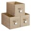 SONGMICS Aufbewahrungsbox 3er Set, zusammenklappbar, Stoffboxen aufbewahren, 50 x 30 x 30 cm, für Kleiderschrank, 2 Griffe, Etikette, für Schlafzimmer Wohnzimmer, sandbeige ROB450K01