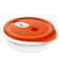 Rotho Micro Clever Mikrowellengeschirr 1l mit Deckel und Ventil, Kunststoff (PP) BPA-frei, rot/weiss, 1l (20.0 x 20.0 x 6.5 cm)