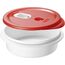 Rotho Micro Clever Mikrowellengeschirr 1l mit Deckel und Ventil, Kunststoff (PP) BPA-frei, rot/weiss, 1l (20.0 x 20.0 x 6.5 cm)
