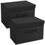 DIMJ 2 Stück Aufbewahrungsboxen mit Deckel, Faltbare Aufbewahrungskiste mit Griff, Aufbewahrungskorb Stoff, Ordnungsboxen Kleiderschrank Organizer, Faltbox für Kleidung, Schwarz