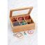 GRÄWE Aufbewahrungsbox aus Bambus mit 6 Fächern, klappbarer Deckel, Sichtfenster, Box zur Aufbewahrung von Kleinteilen - 21 x 16 x 7,5 cm