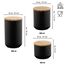 Moritz & Moritz 3x Vorratsdosen Schwarz 400ml, 600ml & 900 ml - Beschreibbar – 3x Keksdosen Keramik mit Deckel aus Bambus – Keramik Aufbewahrungsdose
