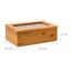 Relaxdays Teebox mit 8 Fächern, Bambus, Teebeutel Aufbewahrung, Teekiste mit Sichtfenster, HBT: 9 x 28 x 16 cm, natur