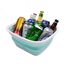 SAMMART 7.7L Collapsible Tub - Foldable Dish Tub - Portable Washing Basin - Space Saving Plastic Washtub (White/Lake Green, small)