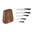 Jamie Oliver by Tefal 5-teiliges Küchenmesser-Set + Block, Koch-/Santoku-/Brot-/Universal-/Schälmesser, eisgehärtet, deutsche Edelstahlklingen, Akazienholz-Block, Braun, K267S556