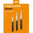 Fiskars Gemüsemesser-Set, 3-teilig, Schälmesser, Gemüsemesser, Tomatenmesser, Essential, Edelstahl / PP-Kunststoff, Schwarz, 1065584