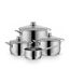 WMF Diadem Plus Topfset Induktion 4-teilig, Kochtopf Set mit Glasdeckel, breiter Schüttrand, Cromargan Edelstahl poliert, Induktions Töpfe Set unbeschichtet, alle Herdarten, spülmaschinengeeignet