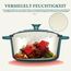 Overmont Bräter emaille Gusseisen Topf - Schmortopf 26cm backofengeeignet - mit Deckel und Kochbuch - für Küche Backen Schmoren Braten Seeblau