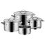 WMF Aparto Topfset Induktion 4-teilig, Kochtopf Set mit Glasdeckel, Cromargan Edelstahl poliert, Induktions Töpfe Set unbeschichtet