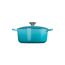 Le Creuset Signature Gusseisen-Bräter mit Deckel, Ø 24 cm, Rund, Für alle Herdarten und Induktion geeignet, Volumen: 4,2 l, 4,305 kg, Karibik, 21177241702430