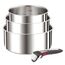 Tefal Ingenio Preference On 4-teiliges Kasserollenset, 16/18/20 cm, Topfset abnehmbarer Griff, Topfset Induktion stapelbar, platzsparend, einfache Handhabung und Reinigung, Edelstahl, L898S3