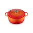 Le Creuset Signature Gusseisen-Bräter mit Deckel, Ø 28 cm, Rund, Für alle Herdarten und Induktion geeignet, Volumen: 6,7 l, 6,125 kg, Ofenrot, 21177280902430