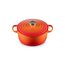 Le Creuset Signature Gusseisen-Bräter mit Deckel, Ø 24 cm, Rund, Für alle Herdarten und Induktion geeignet, Volumen: 4,2 l, 4,305 kg, Ofenrot, 21177240902430
