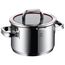 WMF Function 4 Kochtopf groß 20cm, Glasdeckel, Fleischtopf Induktion 3,4l, Cromargan Edelstahl poliert, 4 Abgießfunktionen, Innenskalierung, rot