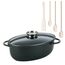 kela Bräter Kerros mit Kochlöffel-Set 4-teilig, Aluguss, 390223, Schwarz