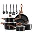 DishDelight Induktion Töpfe Set Topf und Pfannenset 15-teilige Granit Schwarz Topfset Induktion Kochtopf Pfanne mit Deckel Bratpfanne