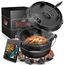 BBQ Dutch Oven [Das Original] - 7,4 Liter Dutch Oven Set mit Topfständer & 1,8 Liter Deckel mit Doppelfunktion zusätzlich als Grillpfanne nutzbar – inkl. Deckelheber und E-Book