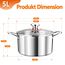 TEAMFAR Kochtopf, 3-Lagen Edeastahl 22cm Topf Induktion mit Glasdeckel, 4,75L Nudeltopf Fleischtopf für alle Herdarten, Edeastahl poliert & Unbeschichtet
