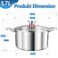 TEAMFAR Kochtopf Groß 24cm, 3-Lagen Edeastahl 5,7L Topf mit Glasdeckel für alle Herdarten, Suppentopf Nudeltopf Induktion zum Kochen, Edelstahl poliert & Unbeschichtet, Gesund, Spülmaschinenfest