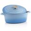 BBQ-Toro Gusseisen Cocotte | 4,3 Liter | blau, oval | Emaillierter Gusseisen Bräter mit Deckel | Gusstopf, induktionsgeeignet | Topf mit Aroma-Tropfnasen am Deckel | Gussbräter, Bratentopf