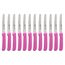 GRÄWE Tafelmesser 12 Stück, Messerset zum Schneiden, 12er Pack Brötchenmesser, Frühstücksmesser mit einseitigem Wellenschliff, Brotmesser, scharfe Messer für Brotzeit, 21 cm - Pink