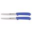 GRÄWE Tafelmesser 2 Stück, Messerset zum Schneiden, 2er Pack Brötchenmesser, Frühstücksmesser mit einseitigem Wellenschliff, Brotzeitmesser, scharfe Messer für Brotzeit, 21 cm - Blau
