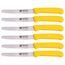 GRÄWE Tafelmesser 6 Stück, Messerset zum Schneiden, 6er Pack Brötchenmesser, Frühstücksmesser mit einseitigem Wellenschliff, Brotmesser, scharfe Messer für Brotzeit, 21 cm - Gelb