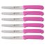GRÄWE Tafelmesser 6 Stück, Messerset zum Schneiden, 6er Pack Brötchenmesser, Frühstücksmesser mit einseitigem Wellenschliff, Brotmesser, scharfe Messer für Brotzeit, 21 cm - Pink
