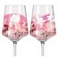 Ritzenhoff 3461003 Aperitifglas 500 ml – 2er Set – Serie Sommersonett Nr. 3 – 2 Stück mit Blütenmotiv – Made in Germany, Rosa, Weiß
