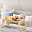 Betttablett Tisch mit klappbaren Beinen, Bambus Frühstück im Bett Essen, Servieren oder Verwendung als Serviertablett, Laptop-Schreibtisch, Snack-Tablett (Beige)
