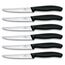 Victorinox Swiss Classic Profi Steakmesser-Set, 6-teilig, Tafelmesser, Spitz, Gerade Klingen, 11 cm, Scharf, Robuste Kunststoffgriffe, Schwarz