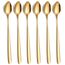 tiokin Latte Macchiato Löffel Set, 6-teilig, 19.8 cm langem Griff Eislöffel lang Rührlöffel aus Edelstahl Ideal für Eiskaffee Eistee Milchshake Eisbecher kühles Trinken(Gold)