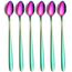 6 Stück 19.8 cm Lang Eislöffel Edelstahl, Löffel mit Langem Stiel, Lange Kaffeelöffel Teelöffel Dessertlöffel, Longdrinklöffel für Latte Macchiato Sundae (Regenbogenfarbe)