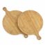 hausleben Pizzabrett 2er Set Ø 35x46x,2,0 cm aus Bambus – Rundes Pizza-Servierbrett mit Griff & Saftrille – Schneidebrett für Pizza, Brot & Snacks – Nachhaltig & robust