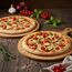 hausleben Pizzabrett 2er Set Ø 35x46x,2,0 cm aus Bambus – Rundes Pizza-Servierbrett mit Griff & Saftrille – Schneidebrett für Pizza, Brot & Snacks – Nachhaltig & robust