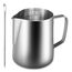anpro Milchkännchen 400 ml / 14 fl. oz. Milk Pitcher Milchkännchen aus Edelstahl, ideal für Cappuccino, Milchaufschäumer, Silber
