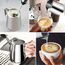 anpro Milchkännchen 400 ml / 14 fl. oz. Milk Pitcher Milchkännchen aus Edelstahl, ideal für Cappuccino, Milchaufschäumer, Silber