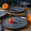 Moritz & Moritz VIDA 6er Dinner Teller Set Anthrazit - Dinnerteller für 6 Personen - Porzellan spülmaschinen- und mikrowellengeeignet