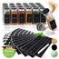 Havenhaus Premium Gewürzgläser Set Aluminium | 24 Gewürz Organizer inkl. 336 deutschen Gewürzetiketten | Gewürzgläser eckig mit Streuaufsätzen lebensmittelecht | Gewürzstreuer & Gewürzbehälter modern