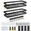 Gewürzregal Wand Ohne Bohren 2er Set mit Küchenreling Küchenregal hängend Gewürzregal Schranktür Edelstahl Duschablage für Küche Badezimmer Balkon 35 x 12 x 5,7 cm, Schwarz