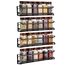 Manfâ Gewürzregal 4er Set Schwarz - Metall Spice Rack mit Netz-Einsatz - Ohne Bohren (Klebepad & Schrauben) - Für Küche, Schranktür, Bad - 29x7x7cm - Rostfrei & Stylisch