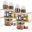 LIANTRAL Küchenschrank Organizer 4er-Set, Küchenregal, Küchen Organizer aus Metall und Bambus, Erweiterbar und Stapelbar Gewürzhalter, kleines Regal, Weiß und Naturfarben
