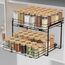 AIRUJIA Gewürzregal Ausziehbar, 2 Etagen Spülschrank Organizer, Gewürzregal Schrank, Spice Rack, Anhebbares Waschbecken Regal, Gewürz Organizerfür Für Küche, L27.2*B34.3*H24CM