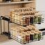 AIRUJIA Gewürzregal Ausziehbar, 2 Etagen Spülschrank Organizer, Gewürzregal Schrank, Spice Rack, Anhebbares Waschbecken Regal, Gewürz Organizerfür Für Küche, L27.2*B29.3*H24CM