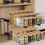 AIRUJIA Gewürzregal Ausziehbar, 2 Etagen Spülschrank Organizer, Gewürzregal Schrank, Spice Rack, Anhebbares Waschbecken Regal, Gewürz Organizerfür Für Küche, L27.2*B34.3*H24CM