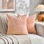 FDTERN 2er Set Lachsrosa Kordsamt Kissenbezug 30x30CM Weich Moderne Dekorative Kissenbezüge Kissenhülle Dekokissenbezug Sofakissen Dekokissen Boho Deko für Sofa Schlafzimmer Wohnzimmer Balkon